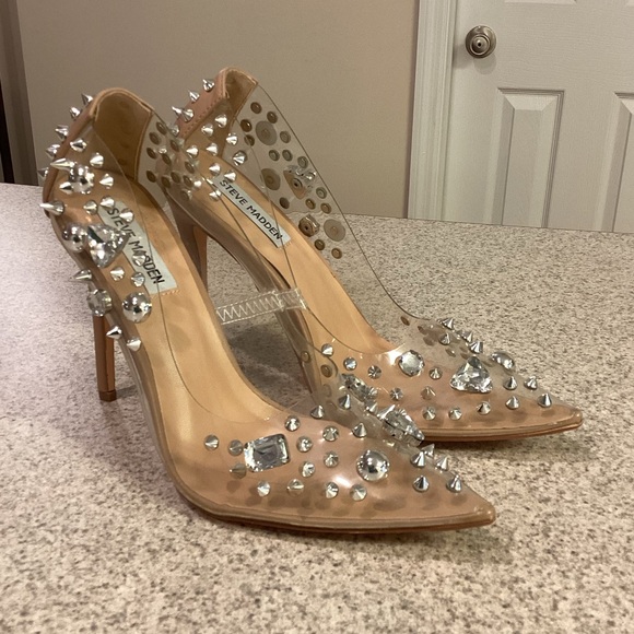 Steve Madden Clear Spiked Jewel Nomah Pumps - Picture 4 of 11